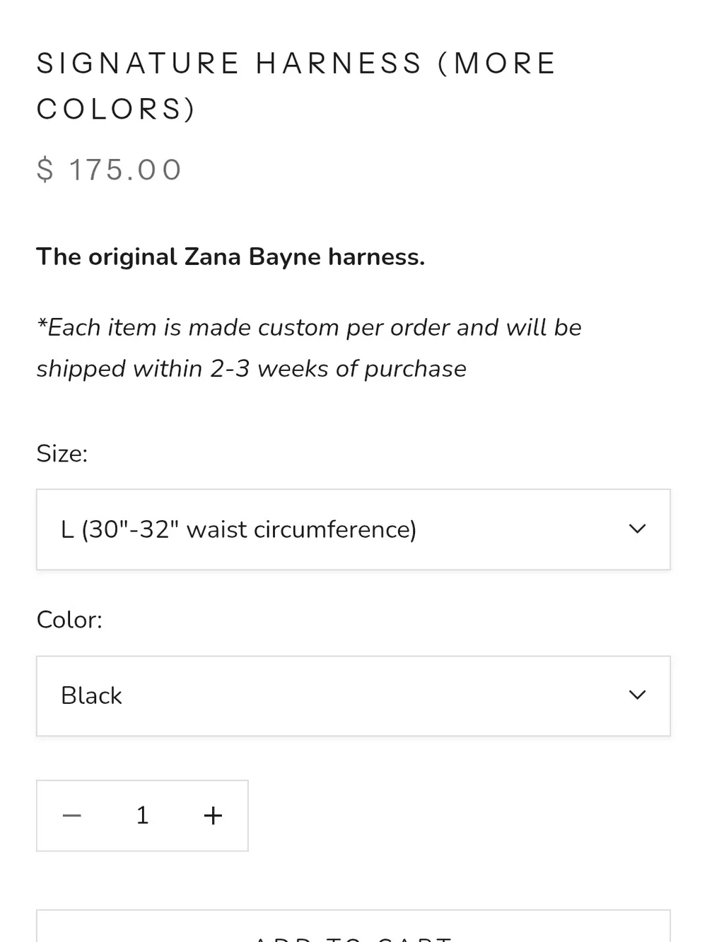 Zana Bayne Signatire Harness L